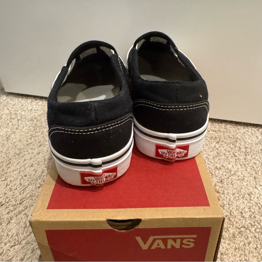 Vans Women's Black and White Slip-On Sneakers - Picture 4 of 5